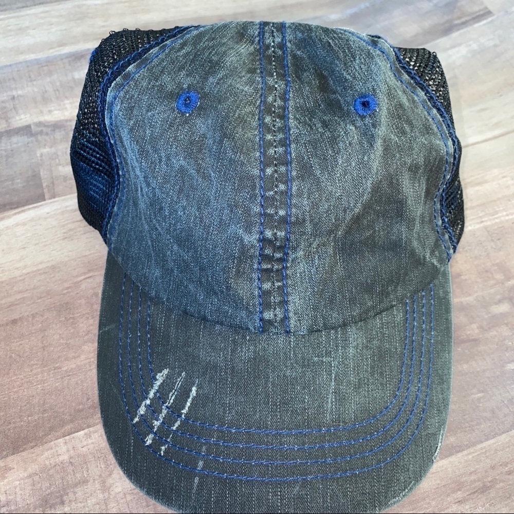 Navy Distressed Ball Cap